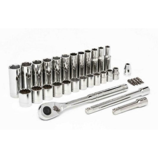 Crescent Tools ® Socket Set, 32 pc, 3/8" Standard and Deep Sockets, SAE and Metric