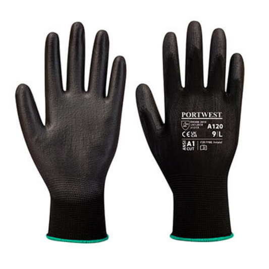 String Knit Gloves with Coated Palm, Pack of 12 Pair